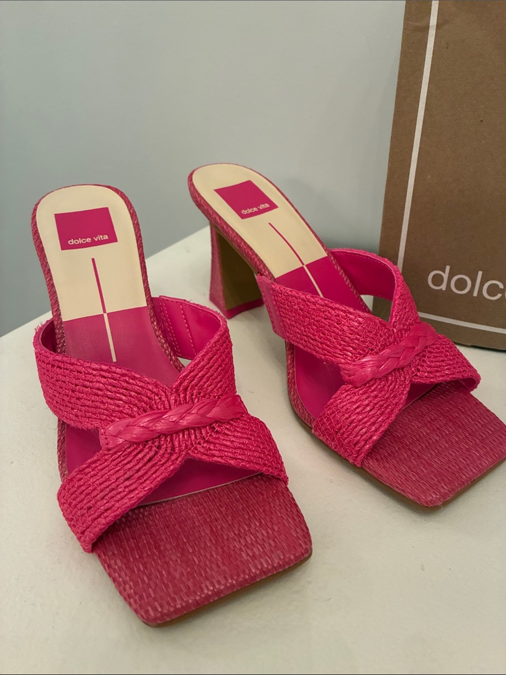 Dolce Vita Orchid Raffia Braided Slide Mules NWT 8